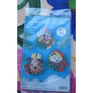Design Works Felt Ornament Kit Bear Reindeer Snowman NEW complete 4" Christmas